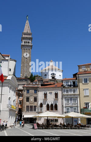 Tartini Square a Pirano, Slovenia Foto Stock