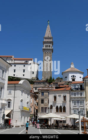 Tartini Square a Pirano, Slovenia Foto Stock