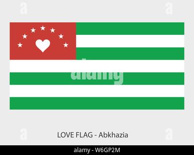 Io amo l'Abkhazia, vettore indicatore con cuore segno che simboleggia l'amore per questo paese Illustrazione Vettoriale