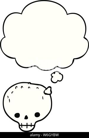 Cartoon cranio con fumetto pensiero Illustrazione Vettoriale