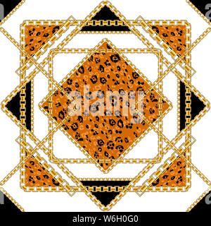 Nero e oro isolato di Leopard Illustrazione Vettoriale