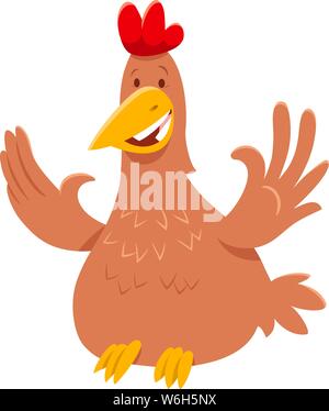 Illustrazione del fumetto di divertenti di pollo o di Gallina Volatile Farm carattere animale Illustrazione Vettoriale