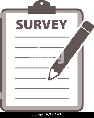 Semplice piatto icona del sondaggio con appunti e matita illustrazione vettoriale Illustrazione Vettoriale