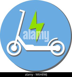 Spingere elettrico scooter e-scooter simbolo con plug illustrazione vettoriale Illustrazione Vettoriale