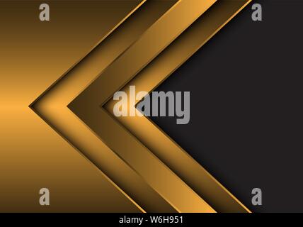Abstract metallizzato oro nella direzione della freccia con il grigio blank space design moderno sfondo futuristico illustrazione vettoriale. Illustrazione Vettoriale