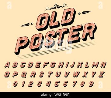 La Pop art font per poster. Comico gioco retrò alfabeto. Vintage futuristico vecchio 80 s il carattere tipografico, modificabile e stratificati. Moderno vettore cromo lettere in discoteca Illustrazione Vettoriale