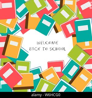 Benvenuti torna a scuola - con uno sfondo con colore scuola eps notebook10 Illustrazione Vettoriale