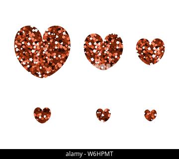Set di icone a forma di cuore. Illustrazione Vettoriale. Rosso brillante. Illustrazione Vettoriale
