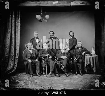 Scheda di impeachment: (7)gen. John A. Logan (1)gen. Benk Butler (6)L'on. G.S. Boutwell (4)L'on. John A. Bingham, Ohio (5)L'on. James F. Wilson (2)L'on. Thaddeus Stevens, Pa. (3)L'on. Thomas Williams, Pa Foto Stock