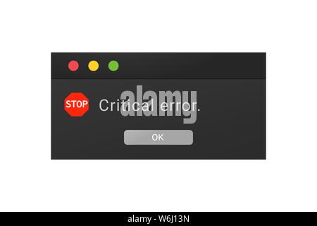 Finestra di dialogo scuro box interfaccia. Sistema di messaggio popup in una modalità notte. Illustrazione Vettoriale
