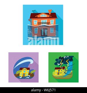 Oggetto isolato di crollo e simbolo dell'ambiente. Raccolta di crollo e angoscia icona vettore per il magazzino. Illustrazione Vettoriale