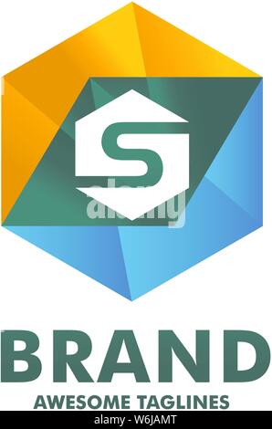 Lettera iniziale s con esagono colore di sfondo logo vettore di concetto Illustrazione Vettoriale