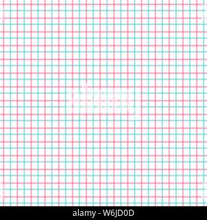 Rosso e ciano Tattersall Check Pattern. Gli uomini shirt moda tessuto tessile. Piastrella di ripetizione Plaid Pattern. Illustrazione Vettoriale