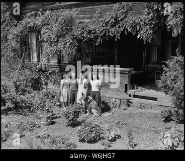 Mountain View, California. I membri di una famiglia che, prima di evacuazione, azionato un 20-acre farm in S . . .; Portata e contenuto: tutta la didascalia per questa fotografia si legge: Mountain View, California. I membri di una famiglia che, prima di evacuazione, azionato un 20-acre farm in Santa Clara County sollevando bacche, broccoli, piselli e aglio. Agli sfollati di ascendenza giapponese sarà ospitato per la durata in War Relocation Authority centri dove essi sarà data la possibilità di continuare le attività agricole e le altre vocazioni. Foto Stock