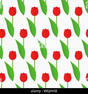 Molla di tulipani rossi fiori seamless pattern. Illustrazione Vettoriale. Illustrazione Vettoriale