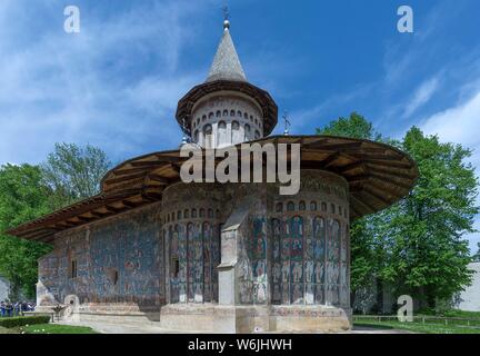 Chiesa nel monastero di San Giorgio con affreschi murali, 1547, Sito Patrimonio Mondiale dell'Unesco, Voronet, Romania Foto Stock