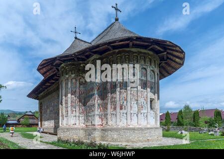 Umorismo monastero, Adormirea Maicii Domnului monastero chiesa e monastero ortodosso, sito Patrimonio Mondiale dell'Unesco, monasteri moldavo, Gura Humorului Foto Stock