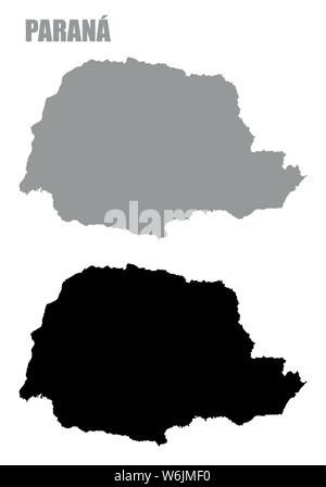 Stato Parana silhouette mappe isolati su sfondo bianco, Brasile Illustrazione Vettoriale