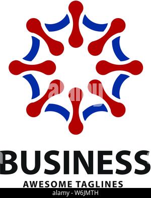 Abstract logo della tecnologia con la circle dot collegare Illustrazione Vettoriale