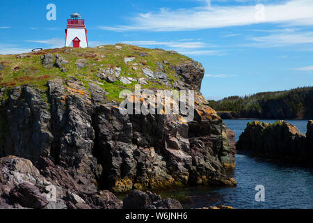 Fort Point Lighthouse, Fort Point sito militare, la trinità, Terranova e Labrador, Canada Foto Stock