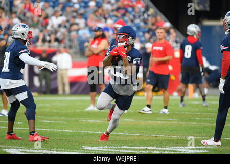 Foxborough, Massachusetts, STATI UNITI D'AMERICA. 29 Luglio, 2019. New England Patriots sicurezza Patrick Chung (23) presso il New England Patriots training camp tenuto a Gillette Stadium, in Foxborough, Massachusetts. Eric Canha/CSM/Alamy Live News Foto Stock