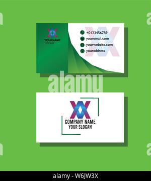 Green business card template Illustrazione Vettoriale