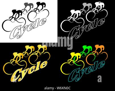 Logo minimalista di corse ciclistiche abstract utilizzando lo spazio negativo Illustrazione Vettoriale