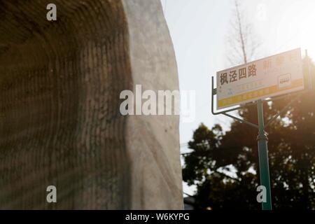 Vista di un 3D-stampati fermata bus in Fengjing antica città di Jinshan District, Shanghai, Cina, 9 gennaio 2018. Una fermata degli autobus costruito tramite il 3D-printing te Foto Stock