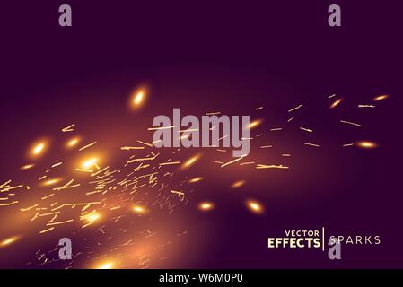 Luminosa incandescente Fire scintille al vento. Illustrazione Vettoriale. Illustrazione Vettoriale