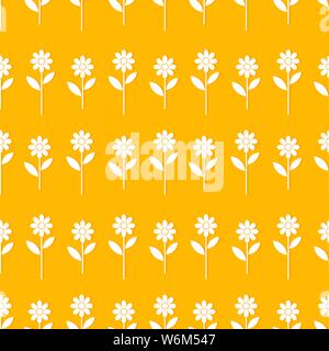 Fiori bianchi su sfondo arancione seamless pattern. Illustrazione Vettoriale. Illustrazione Vettoriale