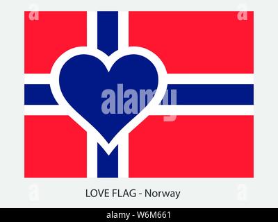Io amo la Norvegia, vettore indicatore con cuore segno che simboleggia l'amore per questo paese Illustrazione Vettoriale