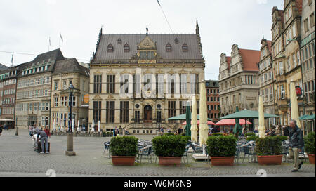 Bremen, Germania - piazza del mercato nella città vecchia di Brema Foto Stock