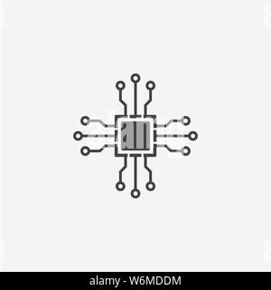 Icona del glifo del chipset. Design in stile monocromatico elemento semplice. Icona del chipset a colori nero per il Web e i dispositivi mobili. Raccolta di computer Illustrazione Vettoriale