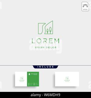 Foresta vettore Logo design simbolo del paesaggio Illustrazione Vettoriale