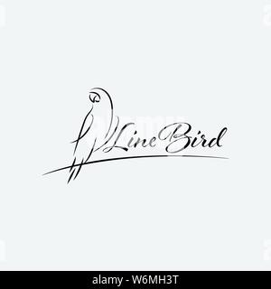 Linea bird logo design template vettore isolato Illustrazione Vettoriale