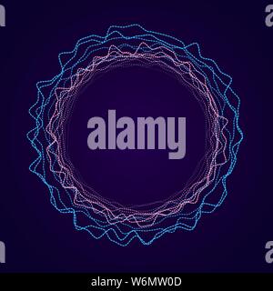 Neon di forma circolare di Soundwave forma. Equalizzatore audio. Illustrazione Vettoriale