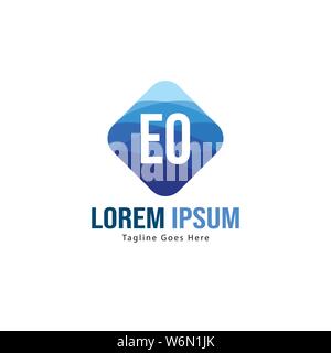 Iniziale logo EO Modello con telaio moderno. EO minimalista lettera logo illustrazione vettoriale design Illustrazione Vettoriale
