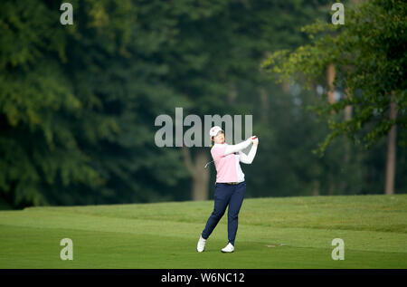 Thailandia del Ariya Jutanugarn durante il giorno due di AIG donna British Open at Woburn Golf Club, poco Brickhill. Foto Stock