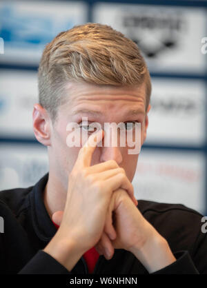 Florian WELLBROCK (SC Magdeburg), il gesto gesto, conferenze stampa DSV il 01.08.2019 German Nuoto Campionati 2019, dal 01.08. - 04.08.2019 a Berlino / Germania. | Utilizzo di tutto il mondo Foto Stock