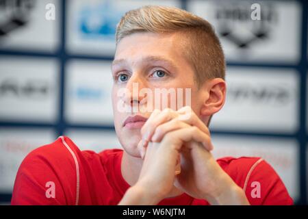 Florian WELLBROCK (SC Magdeburg), il gesto gesto, conferenze stampa DSV il 01.08.2019 German Nuoto Campionati 2019, dal 01.08. - 04.08.2019 a Berlino / Germania. | Utilizzo di tutto il mondo Foto Stock