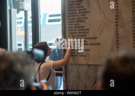 08/02/2019. Bologna. commemorazione della strage di Bologna del 2 agosto 1980. (Michele Lapini/fotogramma, Bologna - 2019-08-02) p.s. la foto e' utilizzabile nel rispetto del contesto in cui e' stata scattata, e senza intento diffamatorio del decoro delle persone rappresentate Foto Stock