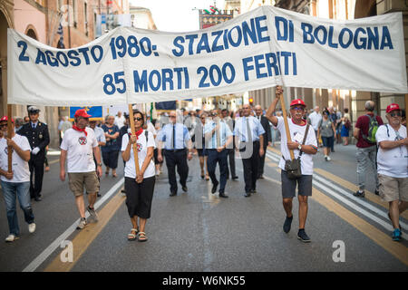 08/02/2019. Bologna. commemorazione della strage di Bologna del 2 agosto 1980. (Michele Lapini/fotogramma, Bologna - 2019-08-02) p.s. la foto e' utilizzabile nel rispetto del contesto in cui e' stata scattata, e senza intento diffamatorio del decoro delle persone rappresentate Foto Stock