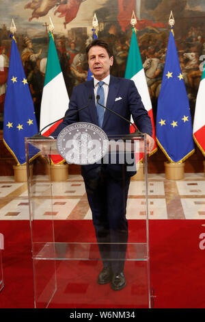 Roma, Italia. 02Aug, 2019. Giuseppe Conte Roma il 2 agosto 2019. Il Primo Ministro italiano incontra il neoeletto Presidente della Commissione europea. Foto di Samantha Zucchi Insidefoto Credito: insidefoto srl/Alamy Live News Foto Stock