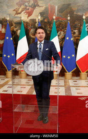 Roma, Italia. 02Aug, 2019. Giuseppe Conte Roma il 2 agosto 2019. Il Primo Ministro italiano incontra il neoeletto Presidente della Commissione europea. Foto di Samantha Zucchi Insidefoto Credito: insidefoto srl/Alamy Live News Foto Stock