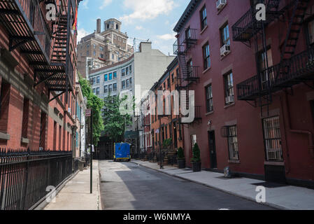 Gay Street, vista in estate di Gay Street nel Greenwich Village, Manhattan, New York City, Stati Uniti d'America. Foto Stock