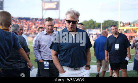 1 agosto 2019: John Elway durante il Atlanta Falcons vs Denver Broncos gioco presso la Pro Football Hall of Fame gioco nel cantone, OH. Jason Pohuski/CSM Foto Stock