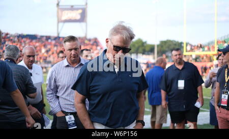 1 agosto 2019: John Elway durante il Atlanta Falcons vs Denver Broncos gioco presso la Pro Football Hall of Fame gioco nel cantone, OH. Jason Pohuski/CSM Foto Stock