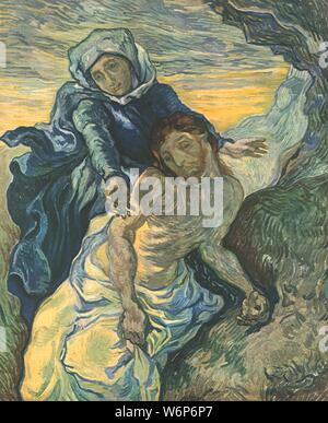 "Piet&#xe0; (dopo Delacroix)", settembre 1889, (1947). Variazione del lavoro originale di 1850 da Eugene Delacroix, della Vergine Maria il compianto del Cristo morto. La pittura Nel Van Gogh Museum di Amsterdam. Da "Vincent van Gogh", di Ludwig Goldscheider e Wilhelm Uhde. [Phaidon Press Ltd, Oxford e Londra, 1947] Foto Stock