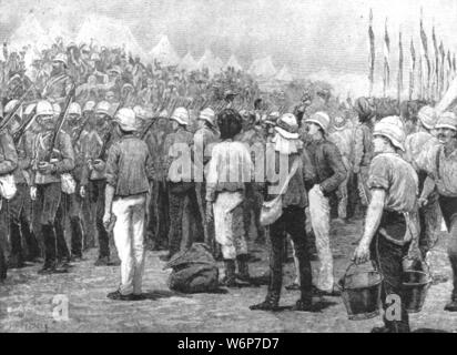 "Truppe coloniali in Soudan Guerra 1883-85: New South Wales Fanteria in marcia in camp a Suakim, Marzo 29, 1885, (1901). La guerra di Mahdist (1881-1899) fu combattuta tra le forze britanniche e la Mahdist esercito sudanese in Sudan, Africa orientale. "Dall'Illustrated London News Record del glorioso Regno della Regina Victoria 1837-1901: la vita e l'adesione del re Edward VII e la vita della regina Alexandra". [Londra, 1901] Foto Stock