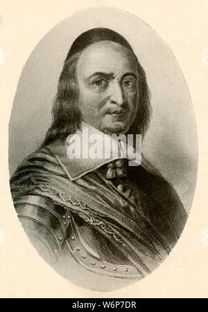 " Ritratto di Pietro Stuyvesant, governatore di New York colonia, mostrando le armature e un nero cranio-cap', 1647, (1937). Peter Stuyvesant ((1592-1672) servita come ultimo olandese direttore generale della colonia di Nuova Olanda dal 1647 fino a quando non è stato ceduto a titolo provvisorio per l'inglese nel 1664, dopo che esso è stato rinominato in New York. Da "Storia del costume americano - Prenota uno 1607-1800", da Elisabeth McClellan. [Tudor Publishing Company, New York, 1937] Foto Stock